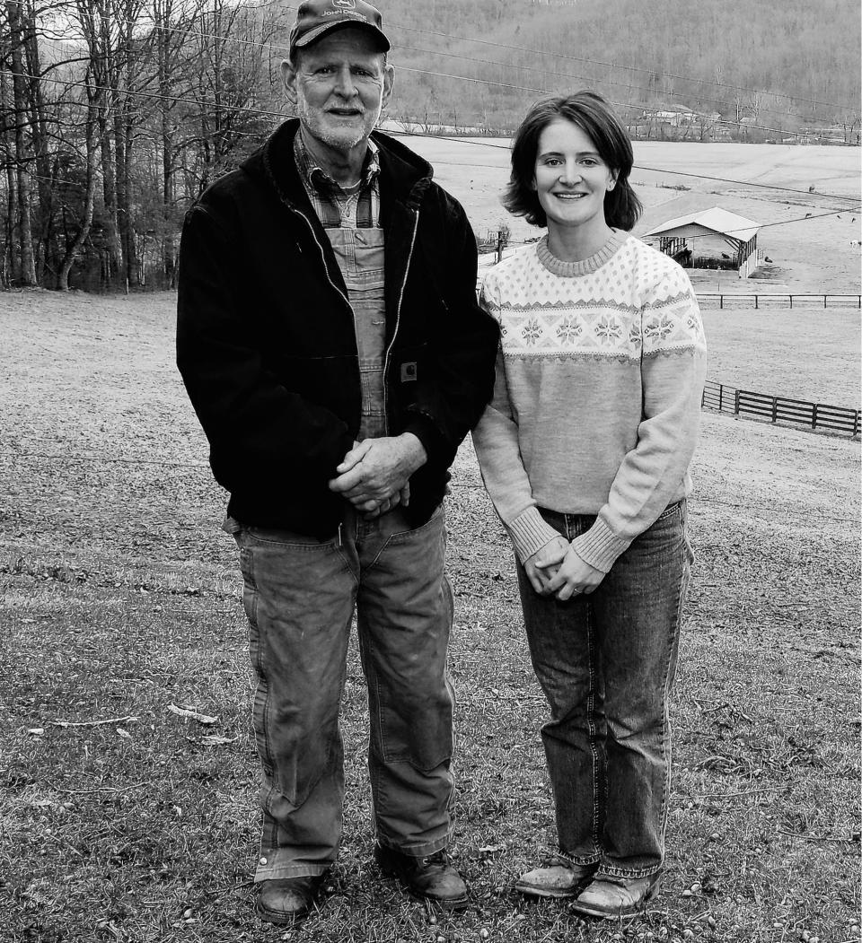 Brittany Whitmire, co-owner with her husband of Busy Bee Farms, and her father, calf-raiser Jimmy Whitmire, were in 2009 among the farmers helping preserve Western North Carolina's rural heritage with the help of Friends of Mountain History.