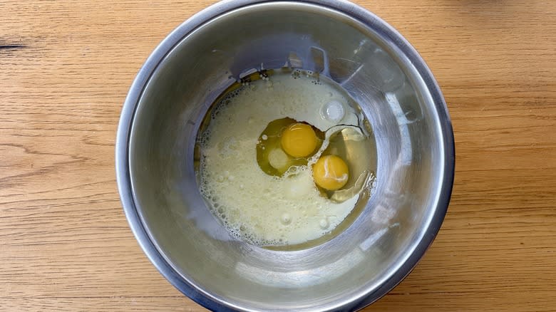 Wet ingredients in bowl