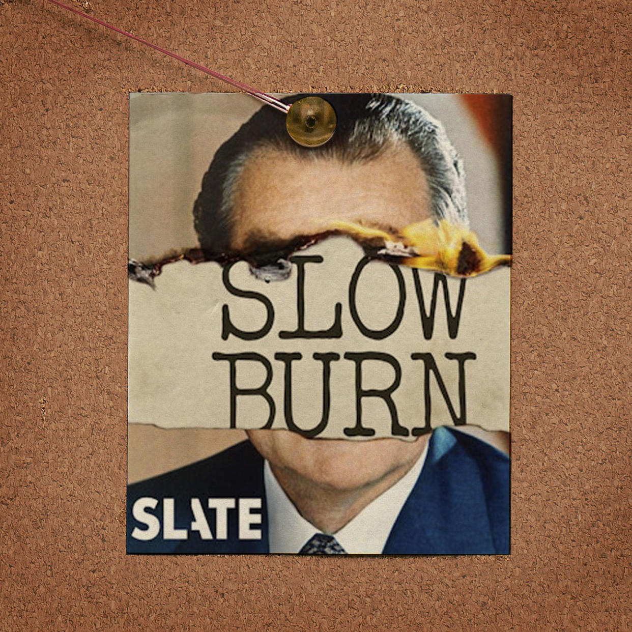 Slow Burn logo pinned to cork board (Kelsea Petersen / TODAY Illustration)