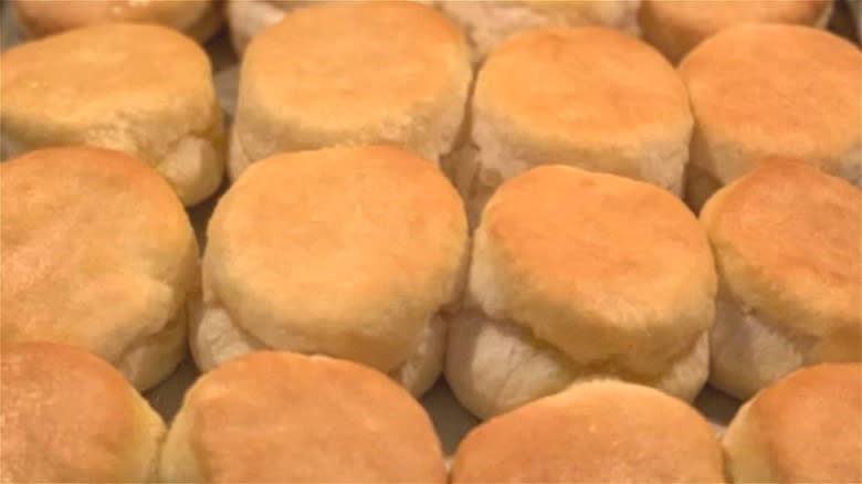 Row of baked biscuits