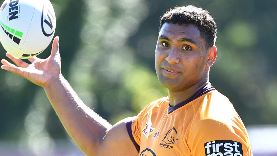 Seen here, Tevita Pangai Jr is reportedly set to be axed by Brisbane.