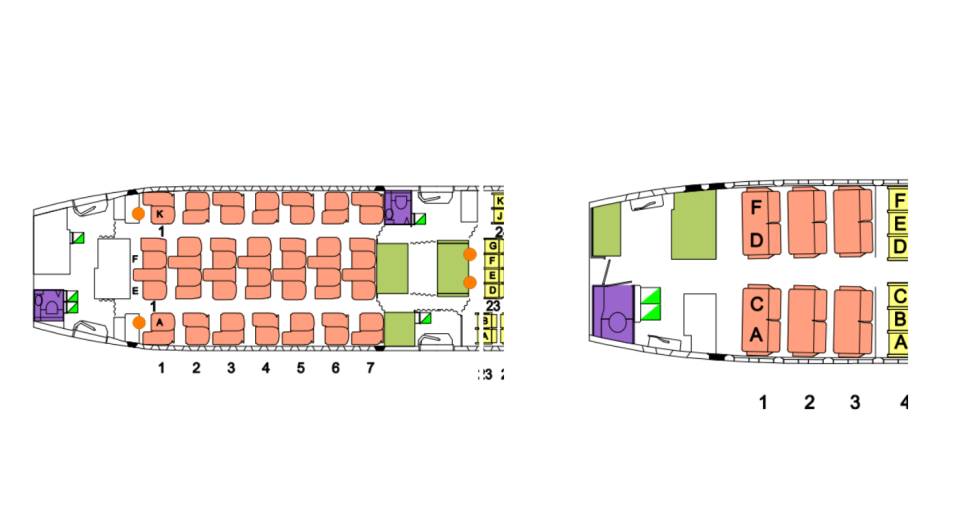 Seat comparison between Qantas A330 (left) and Qantas B737 (right). 