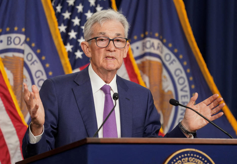 FILE PHOTO: U.S. Federal Reserve Chair Jerome Powell holds a press conference following a two-day meeting of the Federal Open Market Committee on interest rate policy in Washington, U.S., May 1, 2024. REUTERS/Kevin Lamarque/File Photo
