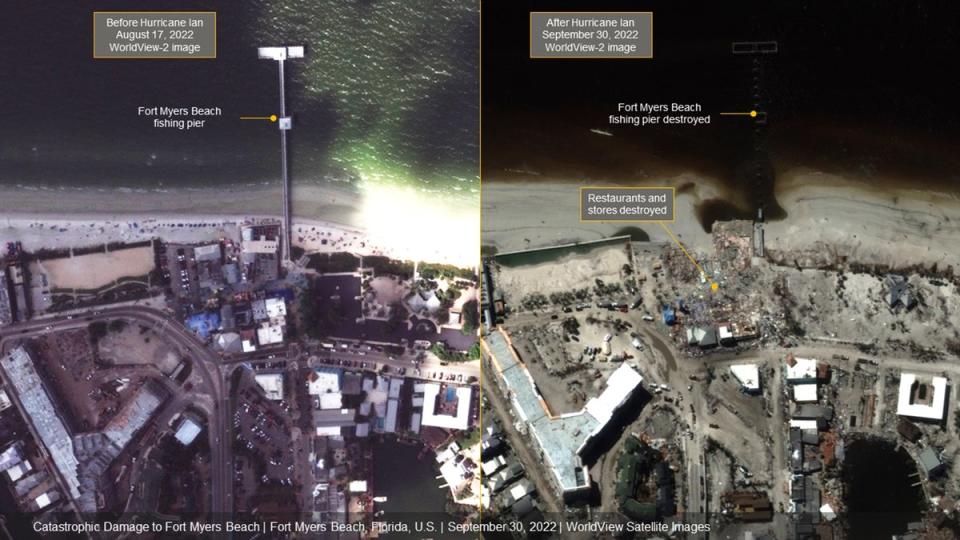 Hurricane Ian is thought to have killed around 100 people (Satellite image/2022 Maxar Technologies)