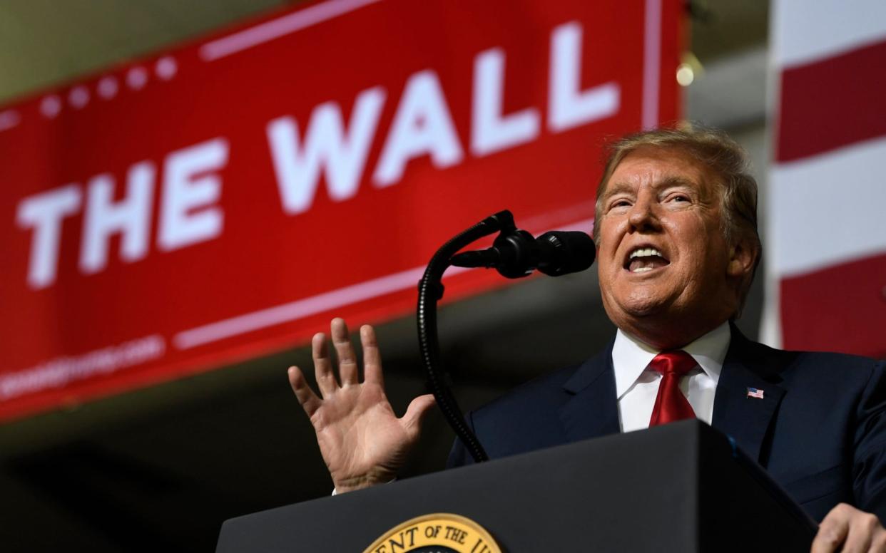President Donald Trump speaks during a rally in El Paso, Texas, Monday, Feb. 11, 2019 - AP