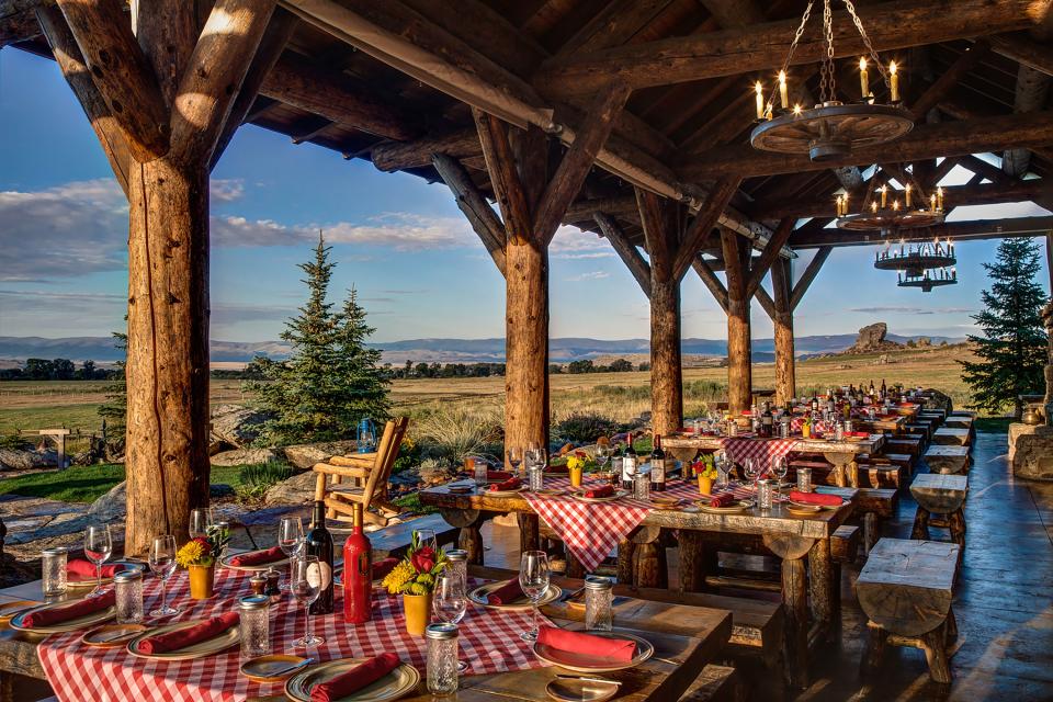 Dinner settings at Chuckwagon cabin.
