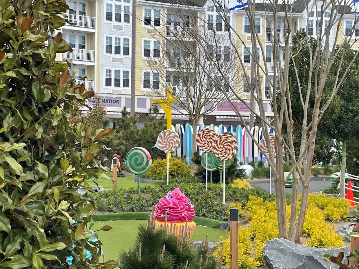 A miniature golf course is under construction at Festival Plaza at Pier Village in Long Branch. May 3, 2024.