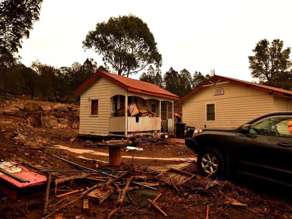 Flood-damaged property is seen in the bushfire-affected town of Cooma: AFP via Getty Images