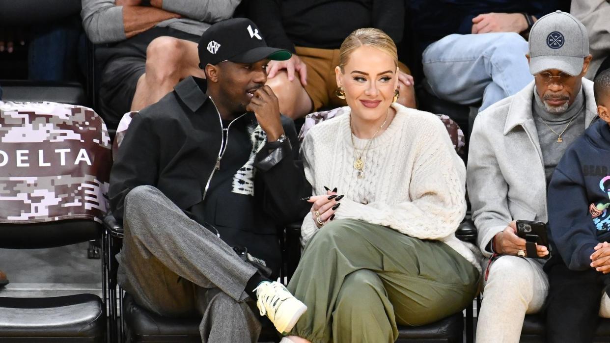los angeles, california november 22 rich paul and adele attend a basketball game between the los angeles lakers and the dallas mavericks at cryptocom arena on november 22, 2023 in los angeles, california note to user user expressly acknowledges and agrees that, by downloading and or using this photograph, user is consenting to the terms and conditions of the getty images license agreement photo by allen berezovskygetty images