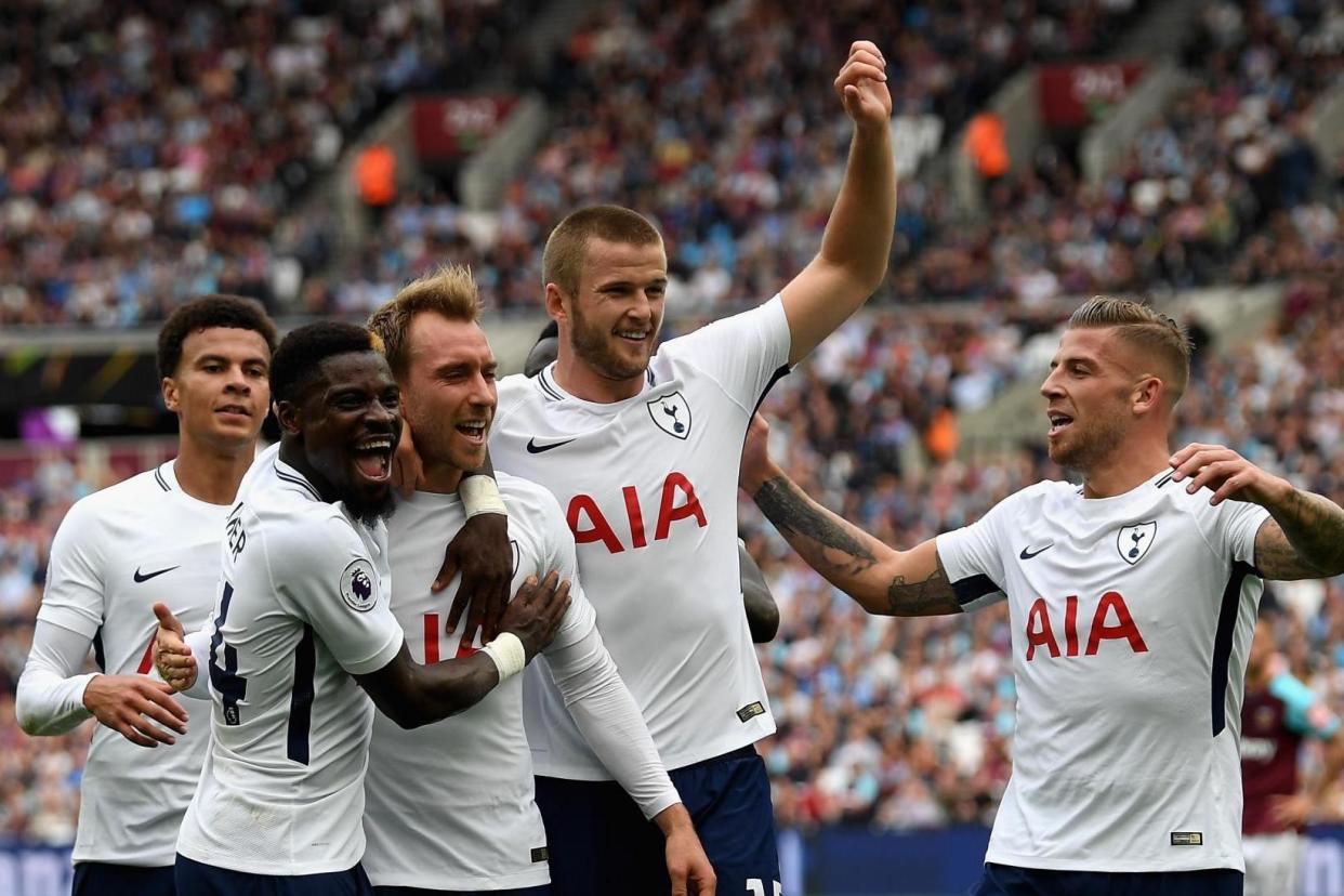 Derby win | Aurier (centre left) was sent off with Spurs leading 3-1: Mike Hewitt/Getty Images