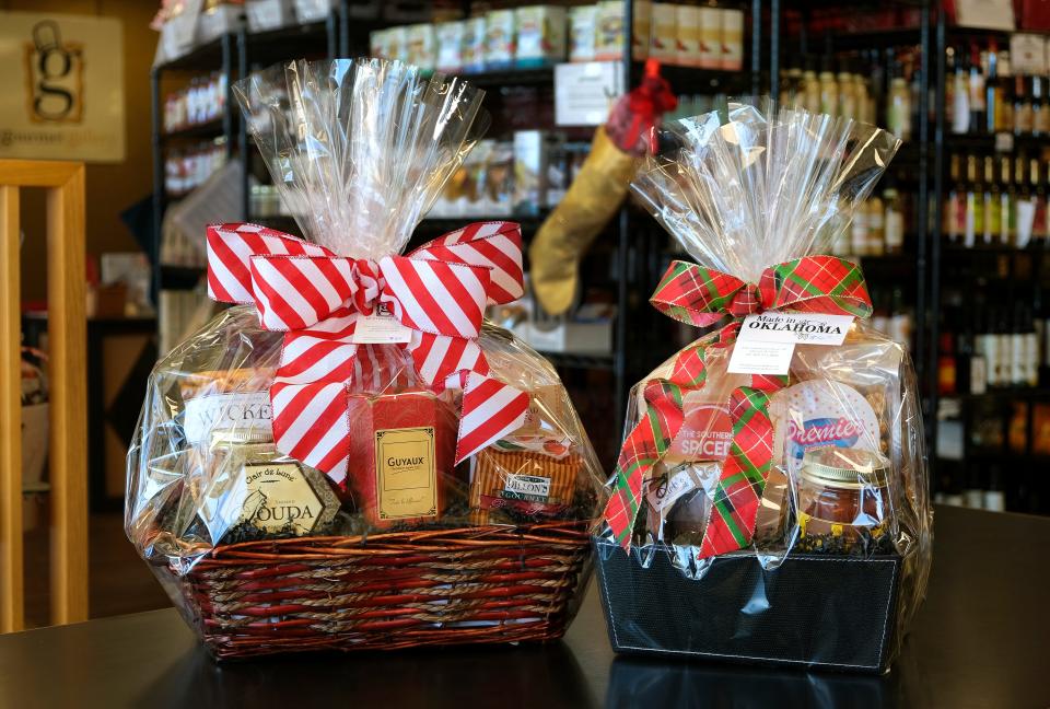 Gift baskets and bags with a variety of items and price levels are available at Gourmet Gallery.