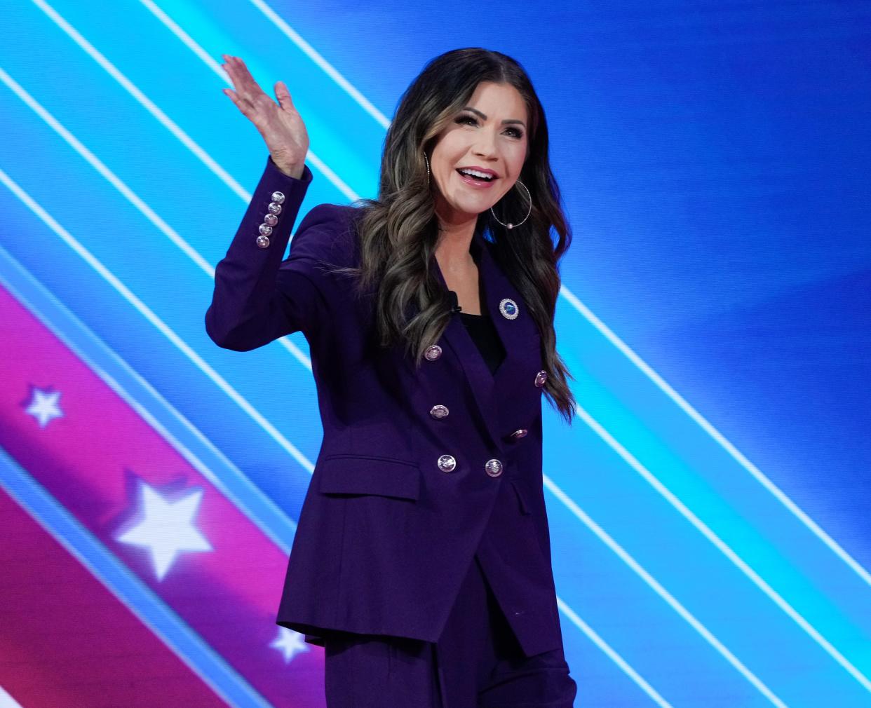 South Dakota Governor Kristi Noem appears at the Conservative Political Action Conference, CPAC 2024 on Feb. 23, 2024, in National Harbor, MD