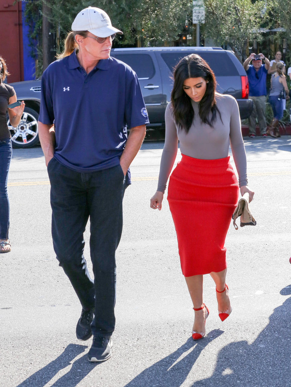 LOS ANGELES, CA - OCTOBER 20: Bruce Jenner and Kim Kardashian are seen on October 20, 2014 in Los Angeles, California.  (Photo by Bauer-Griffin/GC Images)