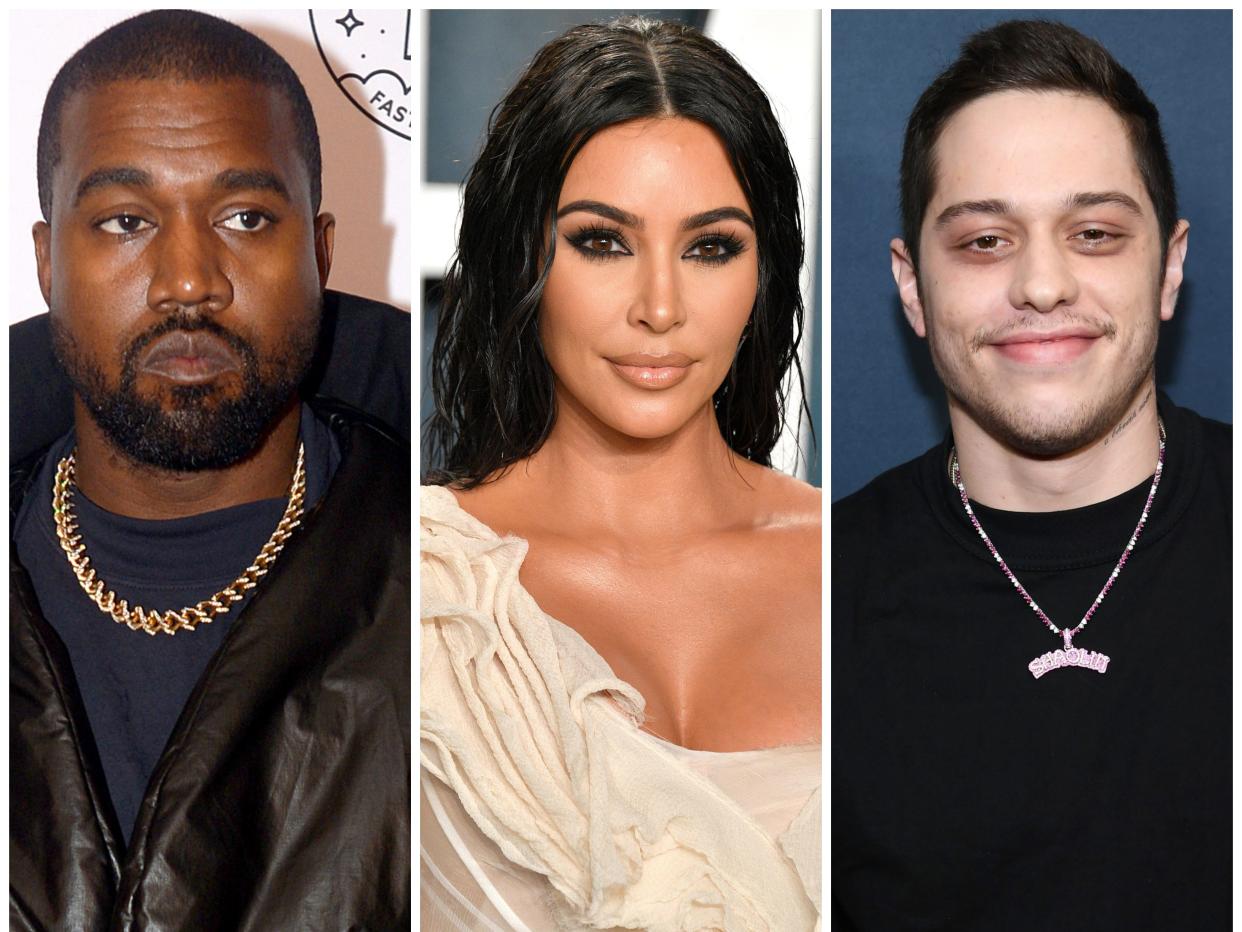 Kanye West, Kim Kardashian, and Pete Davidson