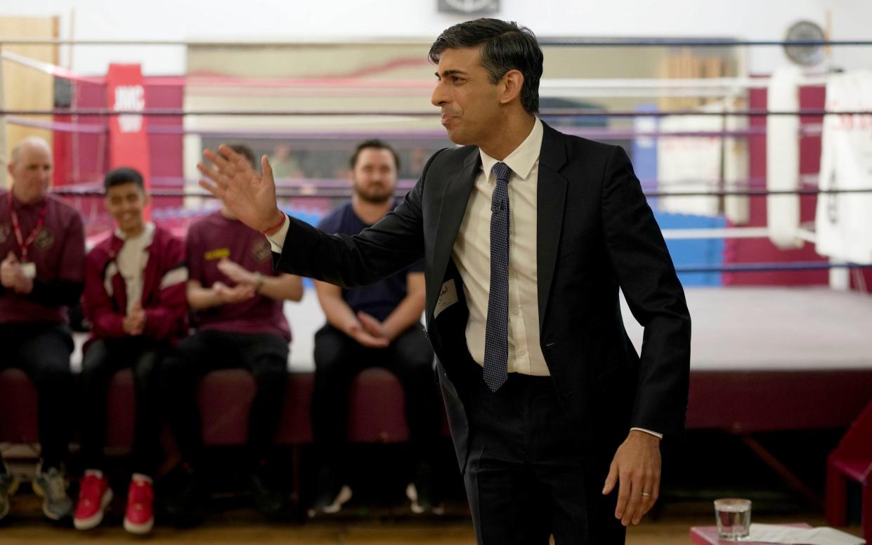 Rishi Sunak takes part in a Q&A session during a Connect event in Chelmsford, Essex, following the announcement of a Â£160 million plan that will "stamp out" anti-social behaviour which pledges more police patrols and swifter punishments for those blighting communities - Kin Cheung/PA