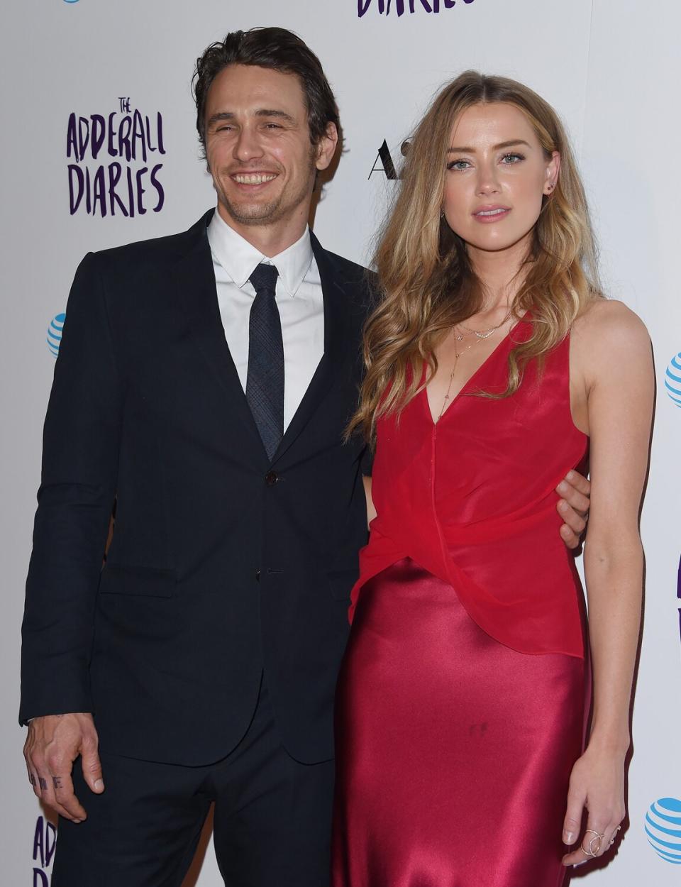 Actors James Franco and Amber Heard arrive at A24/DIRECTV's 'The Adderall Diaries' Premiere at ArcLight Hollywood on April 12, 2016 in Hollywood, California