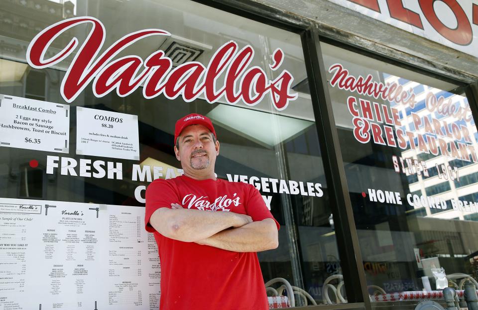 Todd Varallo stands outside of the Varallo's Chile Parlor & Restaurant at 239 Fourth Ave. N. in 2018.  The Varallo family no longer owns the restaurant.