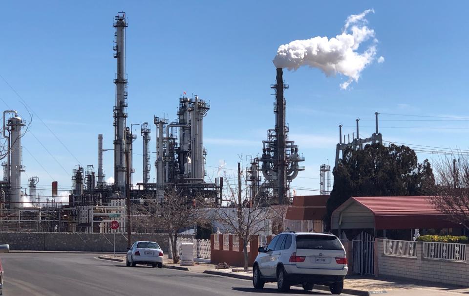 Neighborhoods surround the Marathon Petroleum Corp.'s oil refinery in East-Central El Paso, including this one on Cleveland Avenue.