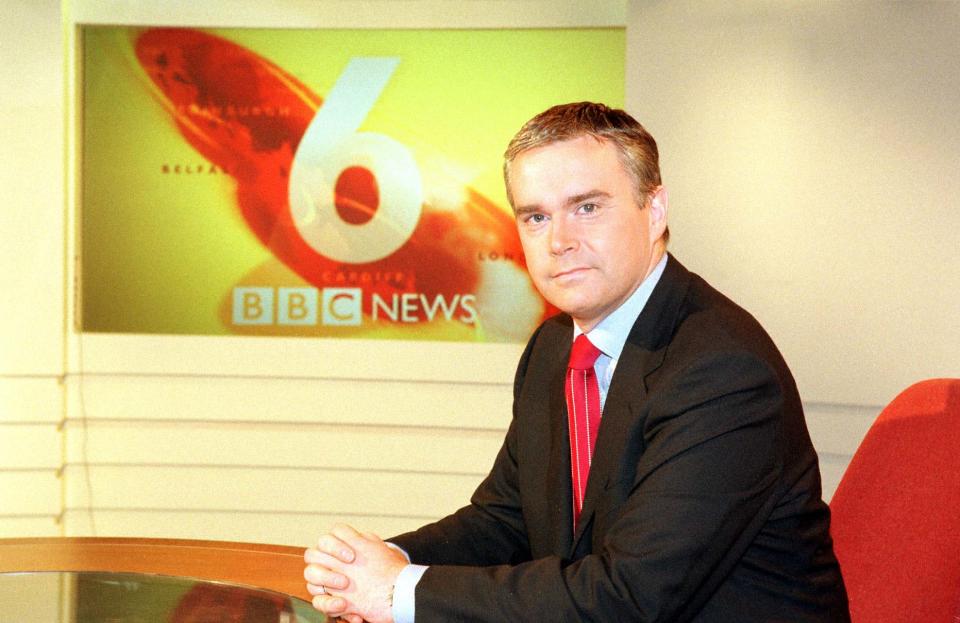 Huw Edwards on the new set of the BBc's Six O'clock News in 1999. (PA)