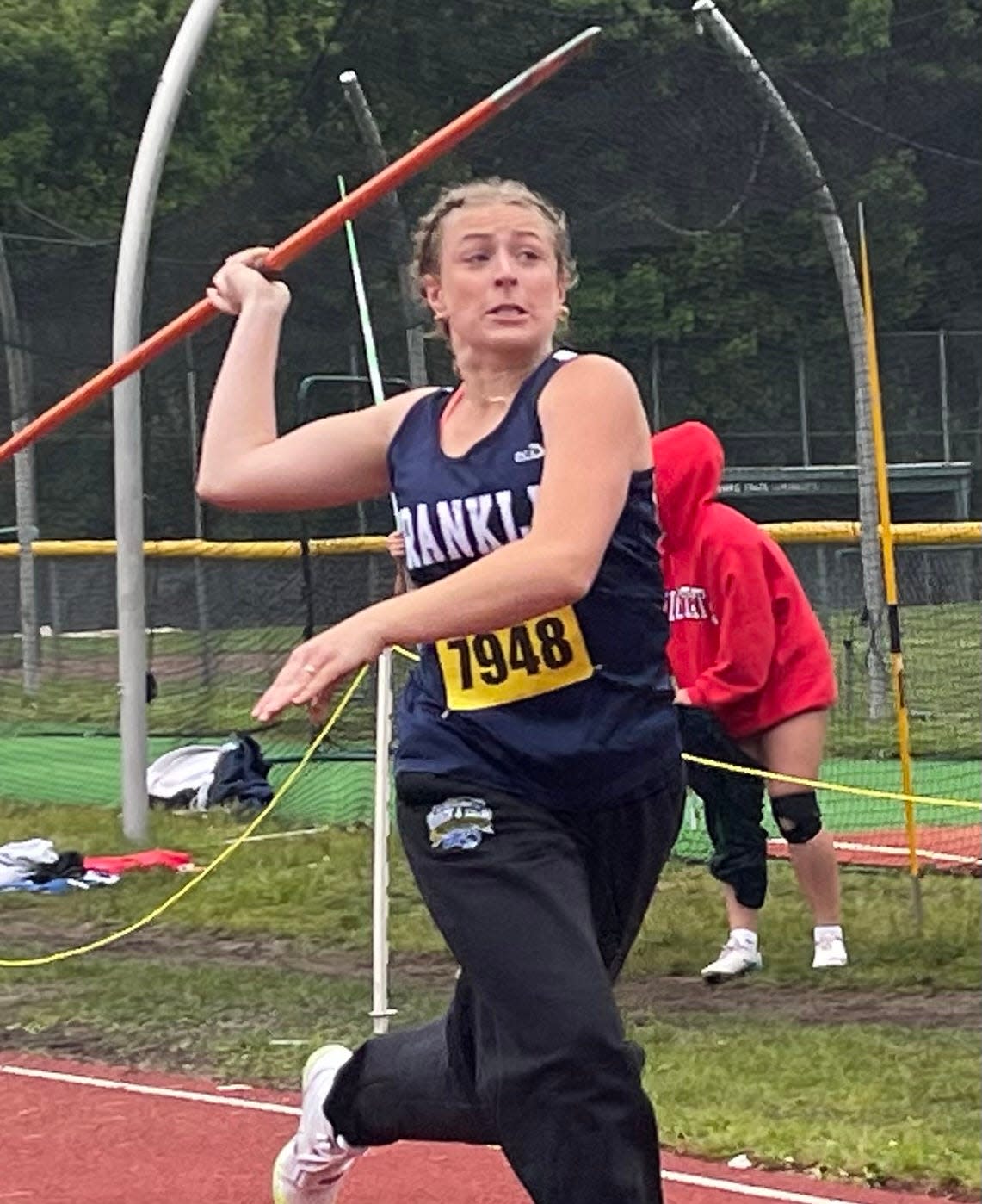 Franklin’s Liz Hopkins won the javelin on Saturday at the Meet of Champions in Fitchburg.
