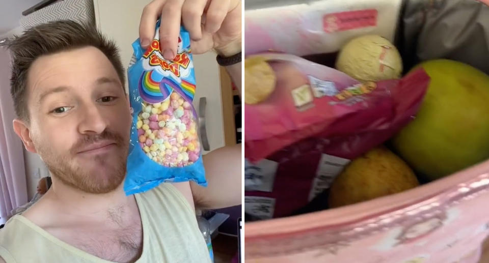 TikTok user showing contents of daughter's lunchbox