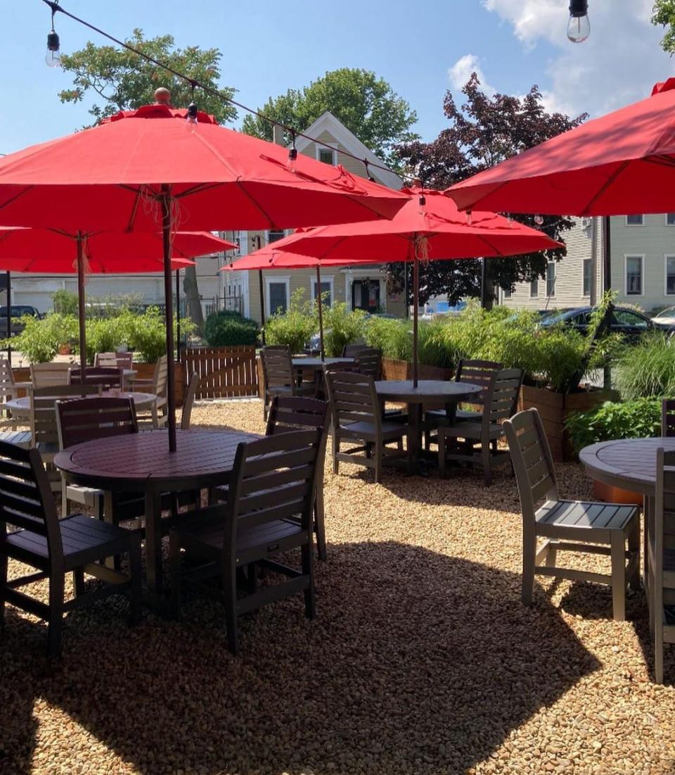 The outdoor patio at Elisabeth's is open.
