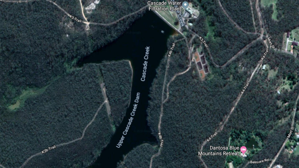 Upper Cascade Dam near Katoomba where Cecilia Devine's body was found. Source: Google Maps