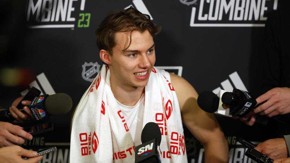 Connor Bedard and other top prospects were put through the paces during last week's NHL scouting combine. (AP Photo/Jeffrey T. Barnes)