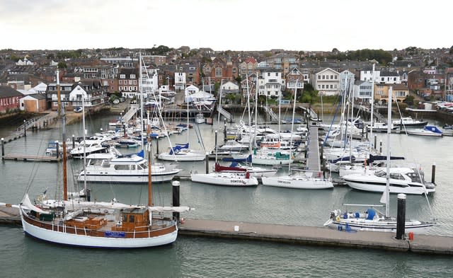The harbour area in West Cowes on the Isle of Wight