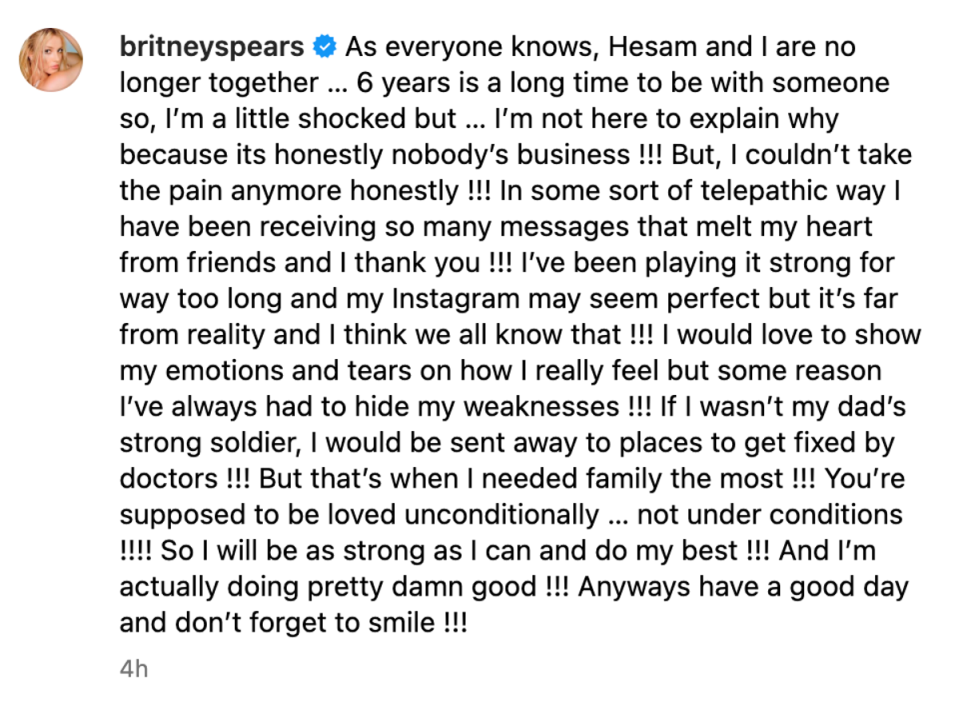 Spears’ post (Britney Spears/Instagram)