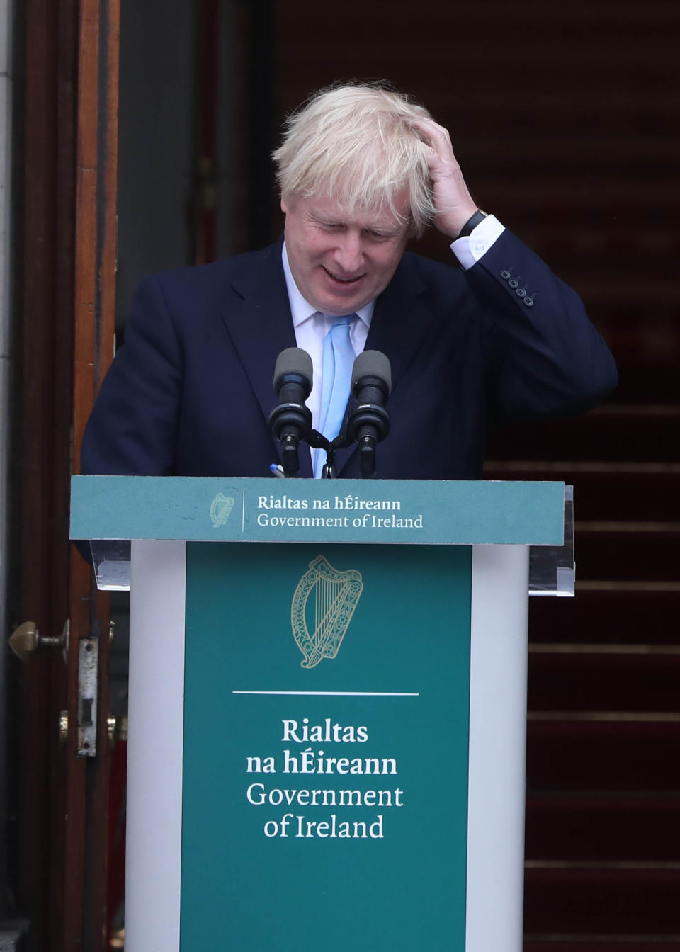 Prime Minister Boris Johnson meets Taoiseach Leo Varadkar in Government Buildings during his visit to Dublin.