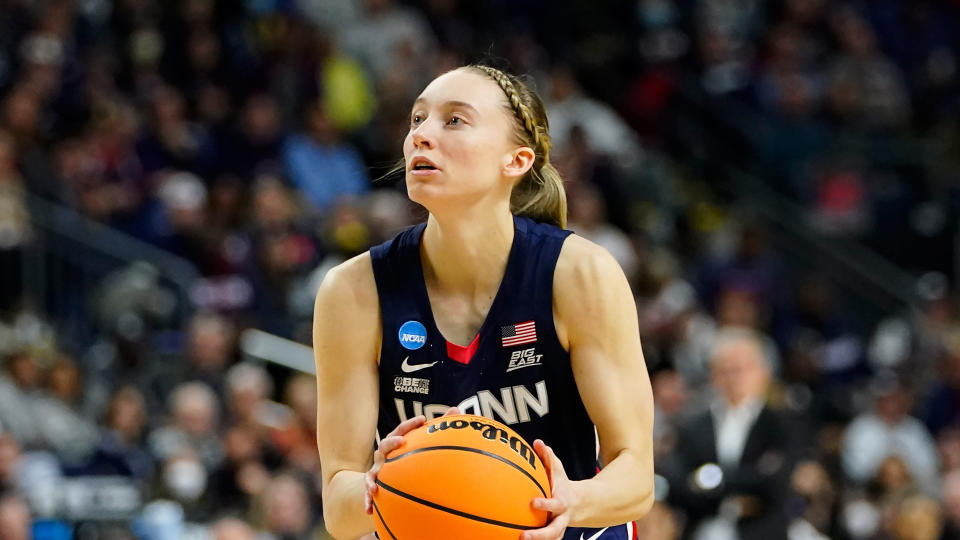 Paige Bueckers during the second quarter against NC State during the East Regional final college basketball game of the NCAA women&#x002019;s tournament. - Credit: AP