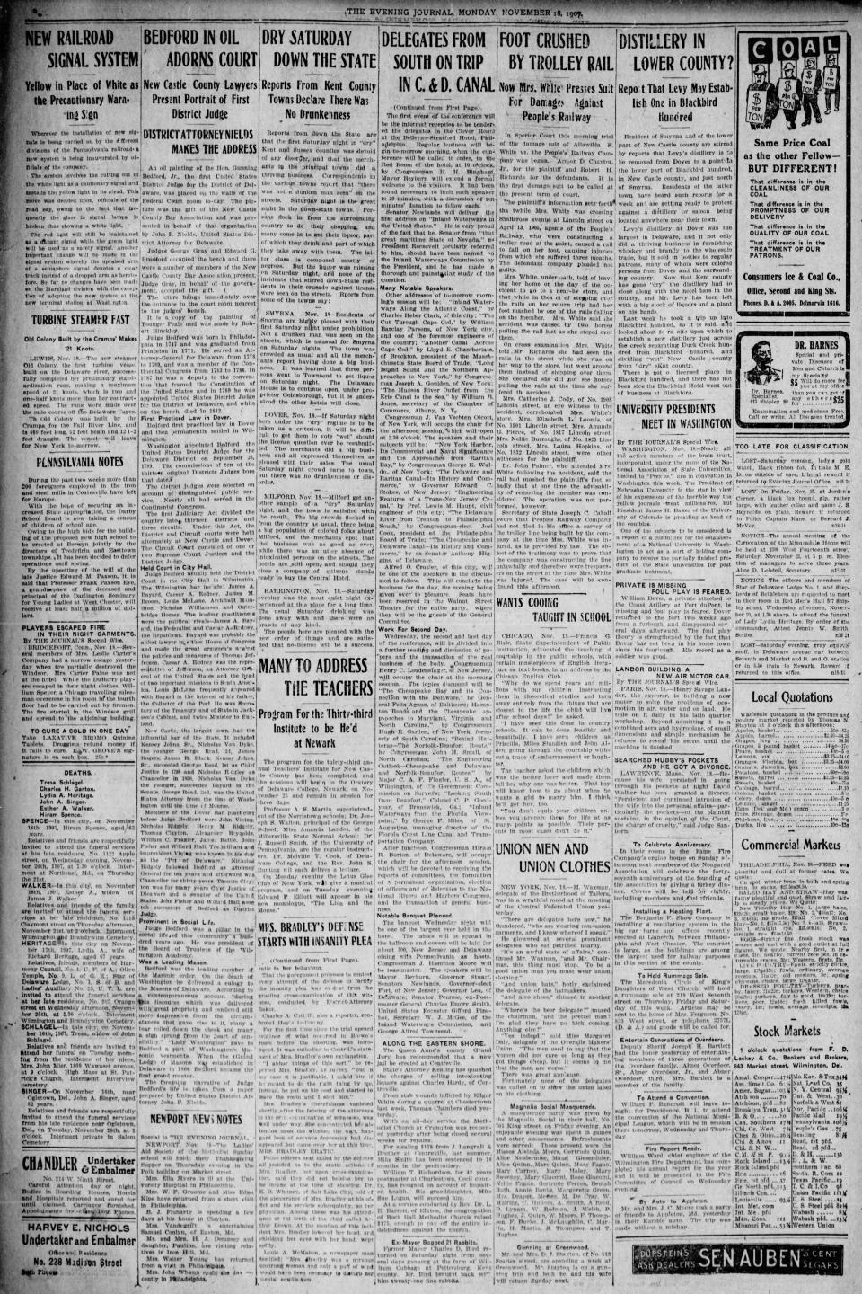 Page 2 of The Evening Journal from Nov. 18, 1907.