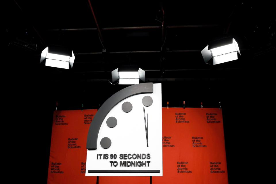 The Bulletin of Atomic Scientists' Doomsday Clock has moved to 90 seconds before midnight.