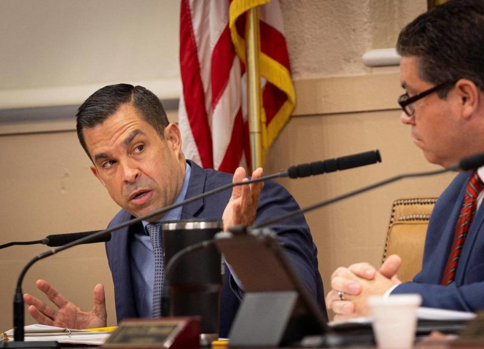 Mayor Vince Lago speaks during a Coral Gables City Commission meeting on Tuesday, Nov. 14, 2023, at City Hall in Coral Gables.