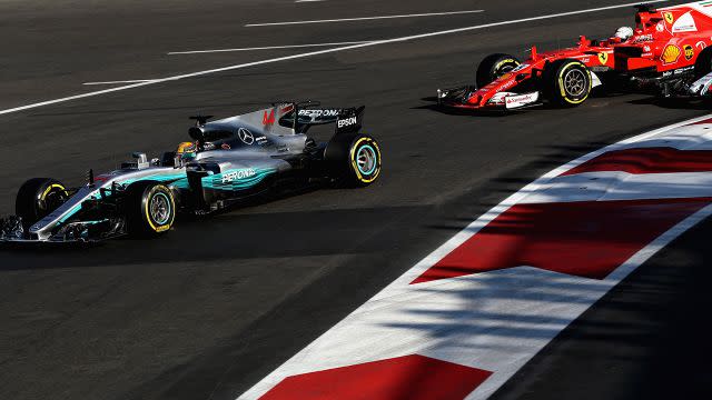 Hamilton and Vettel in Azerbaijan. Image: Getty