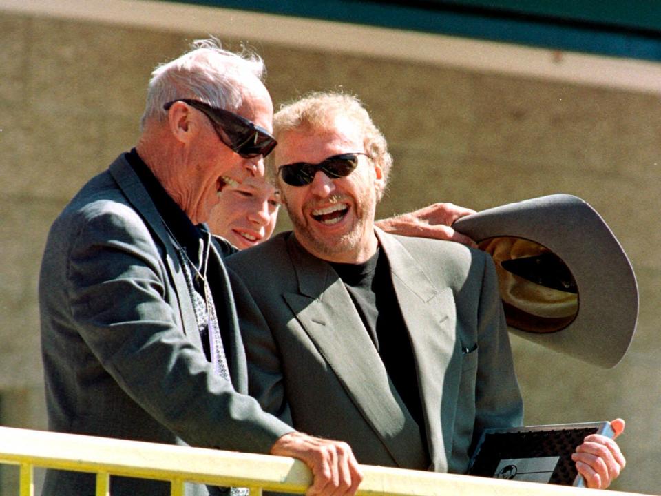 Nike cofounders Bill Bowerman and Phil Knight, pictured in 1999, enjoyed a string of corporate good fortune.
