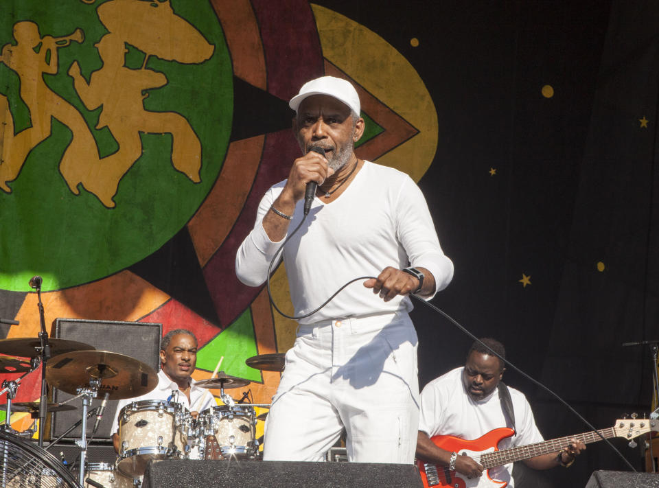 FILE - In this May 4, 2014 file photo, Frankie Beverly performs at the New Orleans Jazz and Heritage Festival in New Orleans. Beverly and his group Maze, will perform at the Essence Festival in New Orleans. (Photo by Barry Brecheisen/Invision/AP, File)
