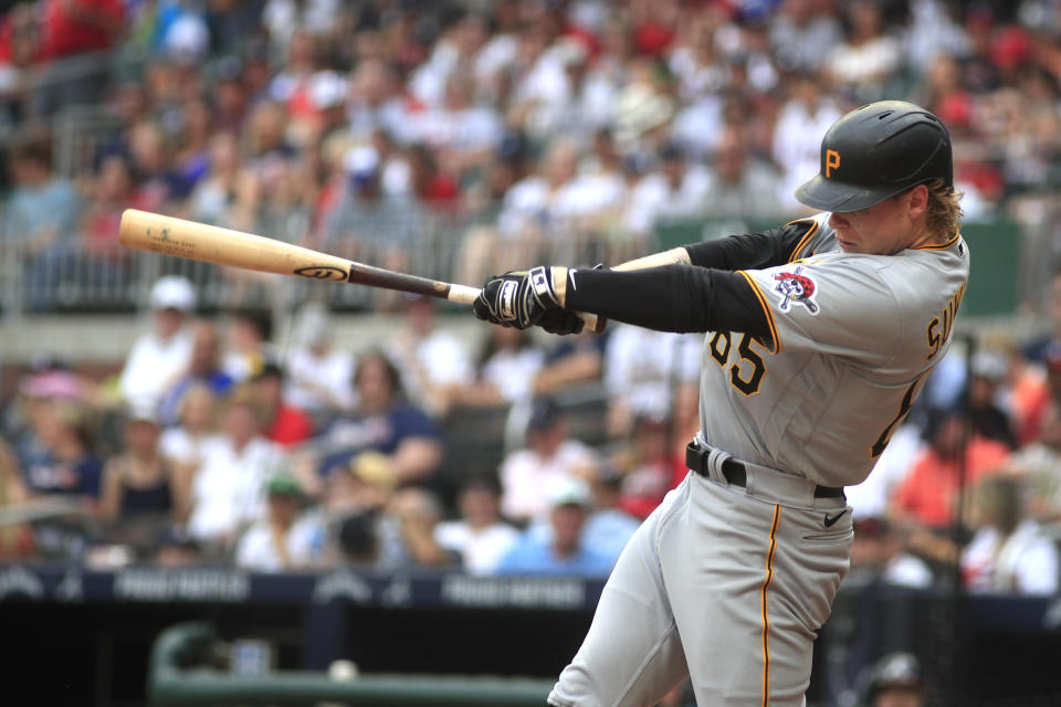 Jack Suwinski (65) left fielder of the Pittsburgh Pirates has some fantasy value