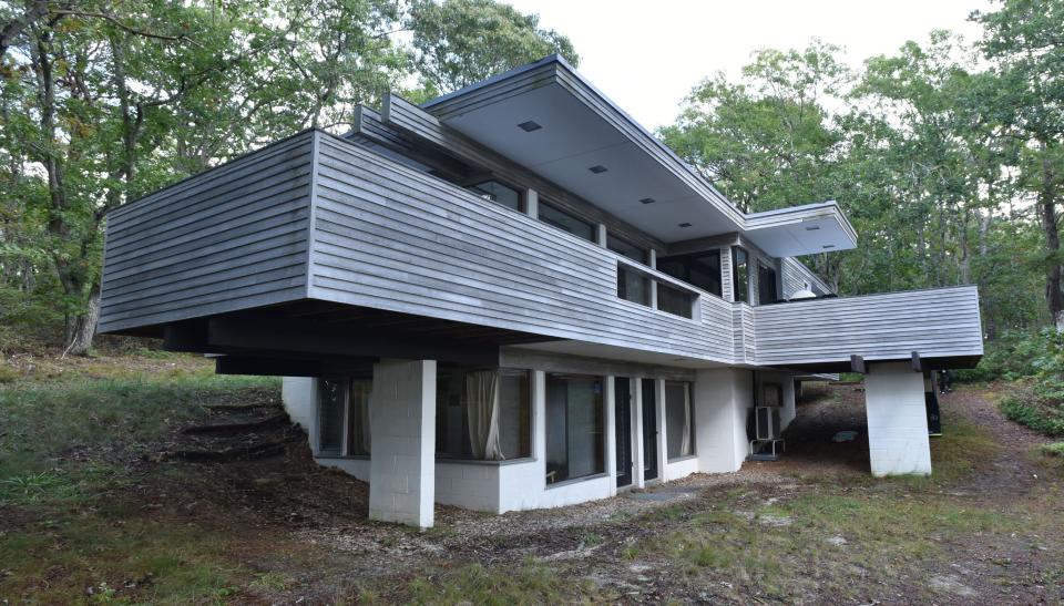 The exterior of the Kugel/Gips house in the woods off Long Pond Road in Wellfleet.