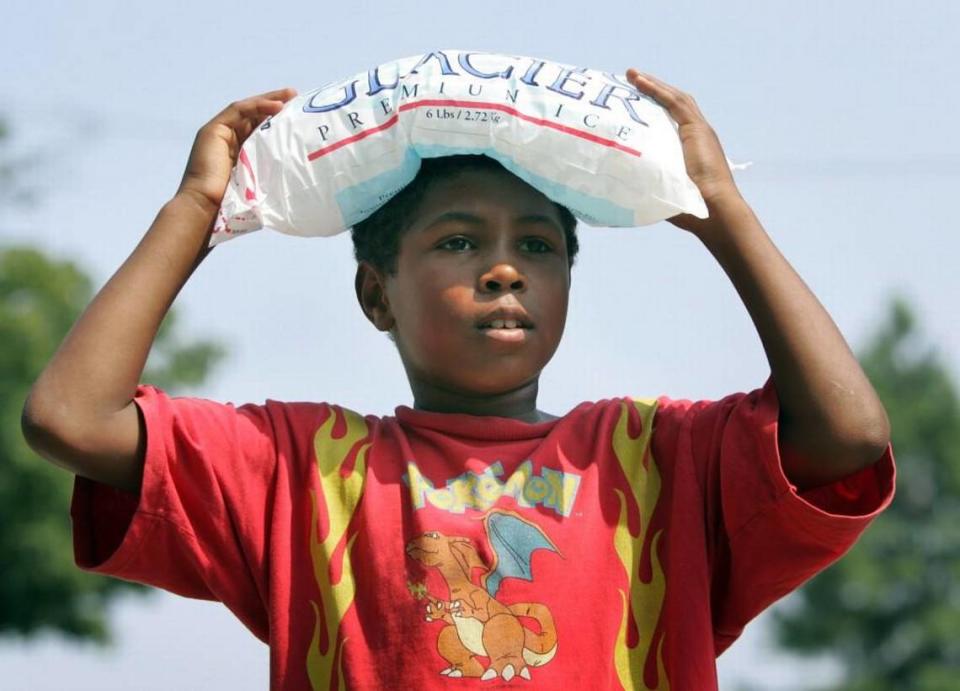 In this file photo from 2007, Keyron Clark, then 9, knew how to keep his cool on a Friday afternoon as he walked toward home with a bag of ice near Bales and St. John avenues in Northeast Kansas City.