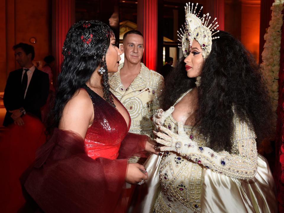 nicki minaj, jeremy scott, and cardi b at the 2018 met gala