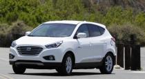 A Hyundai Tucson hydrogen fuel cell electric vehicle is driven in Newport Beach, California