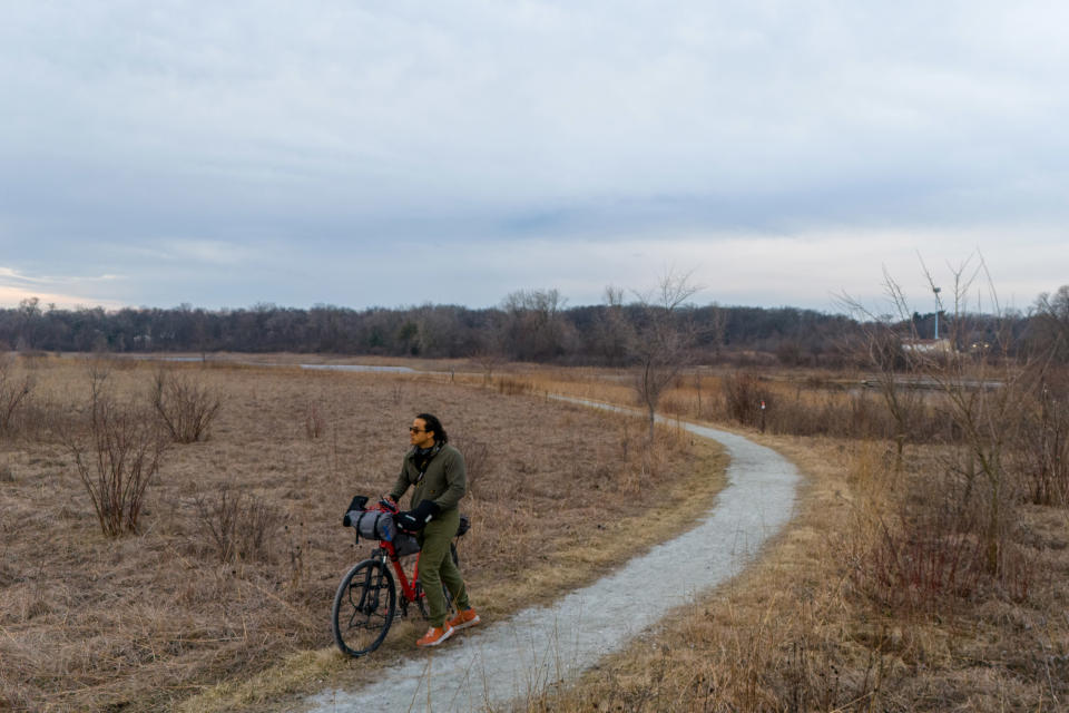 Drone shot while bikepacking 