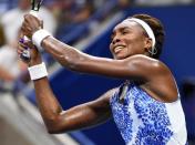 Sep 8, 2015; New York, NY, USA; Venus Williams of the USA hits to Serena Williams of the USA on day nine of the 2015 U.S. Open tennis tournament at USTA Billie Jean King National Tennis Center. Mandatory Credit: Robert Deutsch-USA TODAY Sports