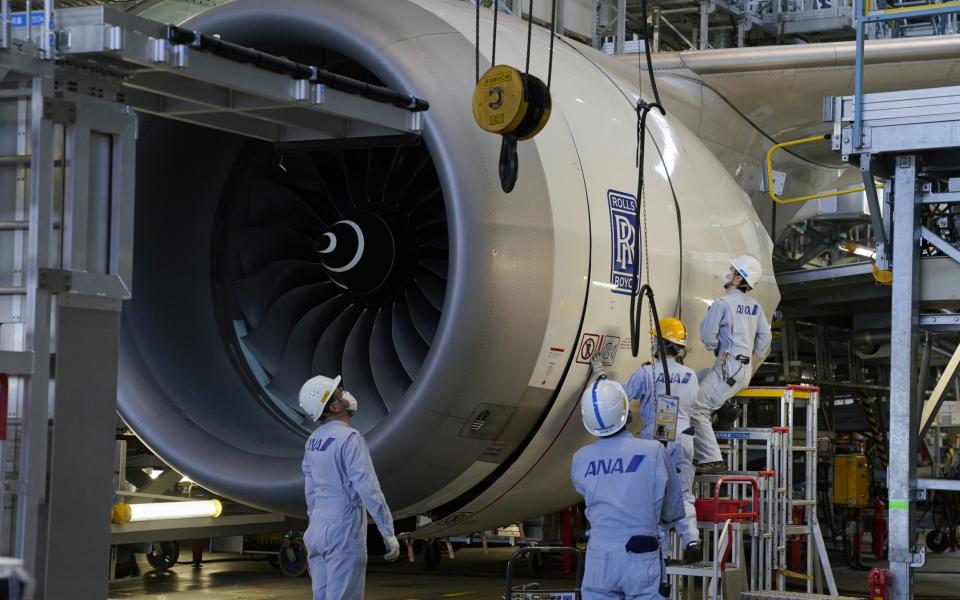 A Rolls-Royce engine being prepared - Toru Hanai/Bloomberg