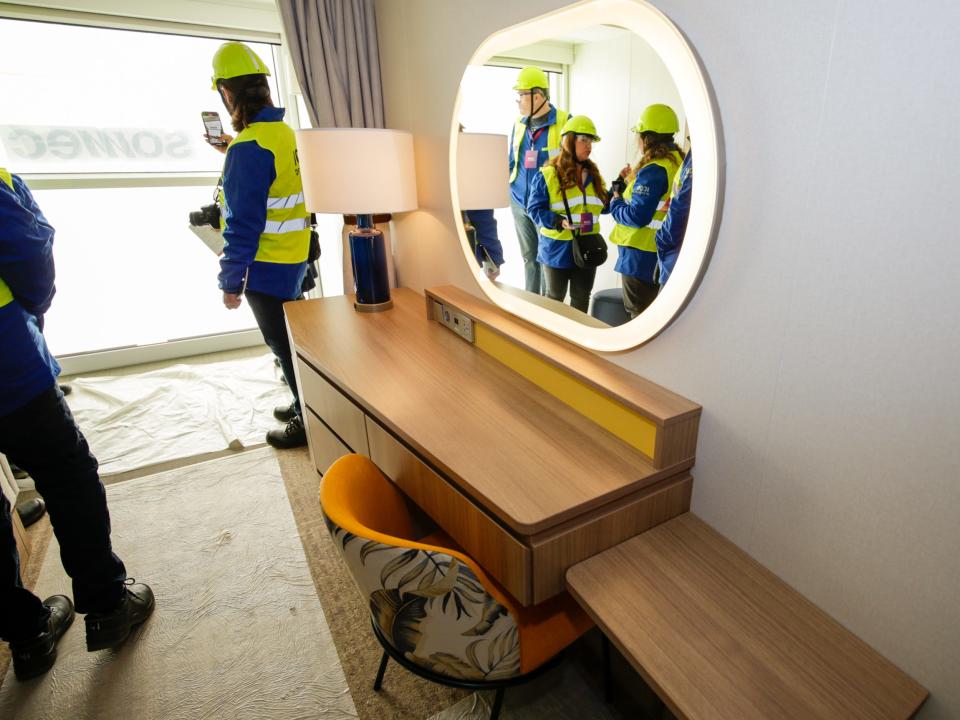 A family infinite balcony under construction aboard Royal Caribbean's Icon of the Seas.