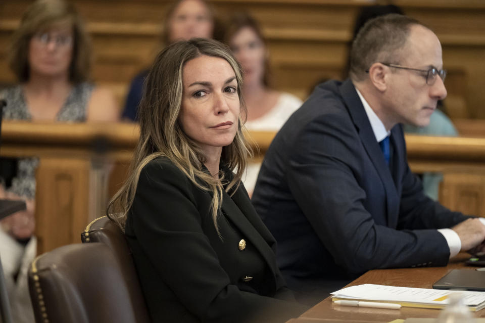 Karen Read listens during her trial at Norfolk County Superior Court in Dedham, Mass., Thursday, June 13, 2024. (David McGlynn/The Patriot Ledger via AP, Pool)