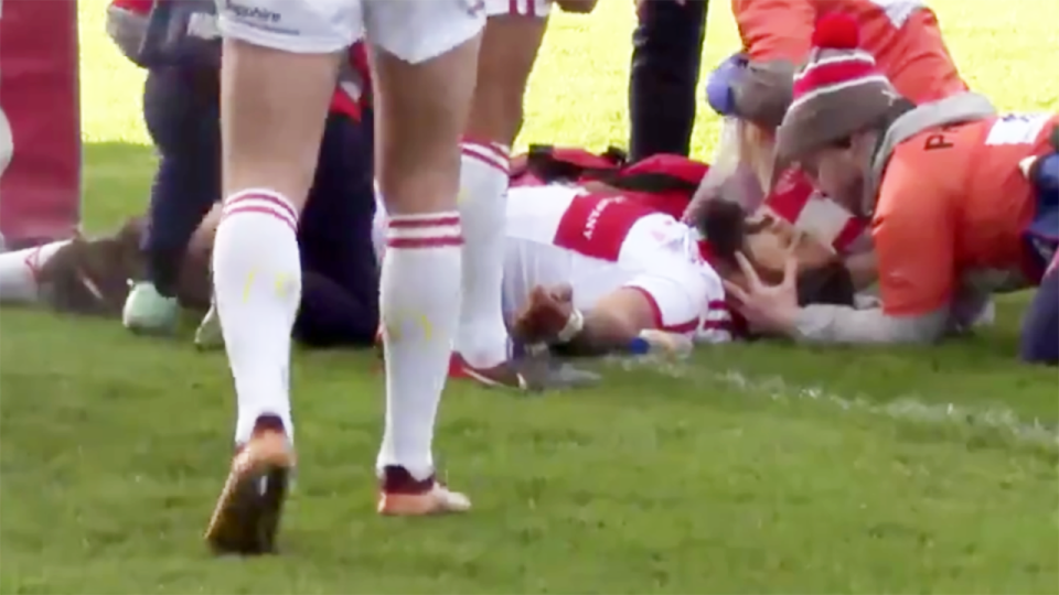 Mose Masoe, pictured here after suffering a spinal injury.