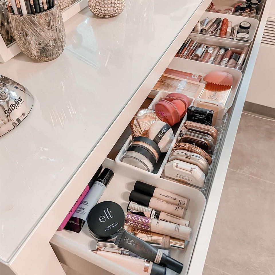 <p> Love a sleek and streamlined space? Then you&apos;ll most likely want all your makeup tucked away and out of sight. Utilize every inch of drawer space with a game-changing drawer divider. They&apos;re a great way to ensure that everything has a dedicated home, your nail varnishes remain upright, and you can find everything quickly and easily.&#xA0; </p> <p> &quot;By keeping your makeup tucked away in drawers, you&apos;re preserving the formula of your makeup and preventing the build-up of mold and bacteria,&quot; says Barnett. </p>